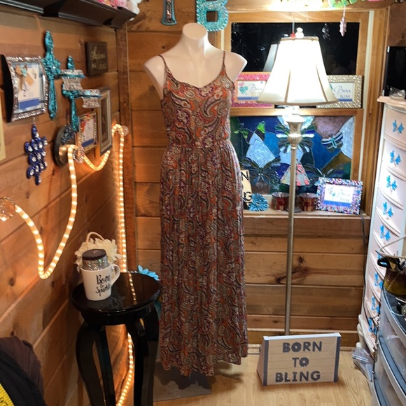 WRANGLER gorgeous SEXY long maxi dress adj straps beautiful colors - WORN ONCE - Picture 4 of 15